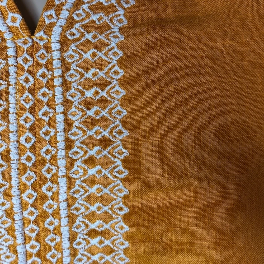 100%‎ Linen NWT House of Harlow Embroidered Orange Blouse Top Shirt Size M